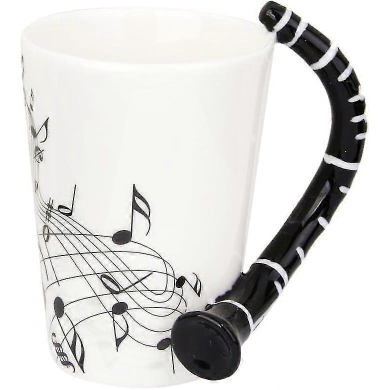 Tazza Manico a Forma di Clarinetto Porcellana Caffè Latte Tazza Nota Musicale Ceramica