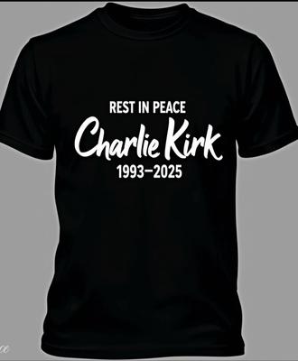 Charlie Kirk RIP Maglietta Nera tee Turning Point