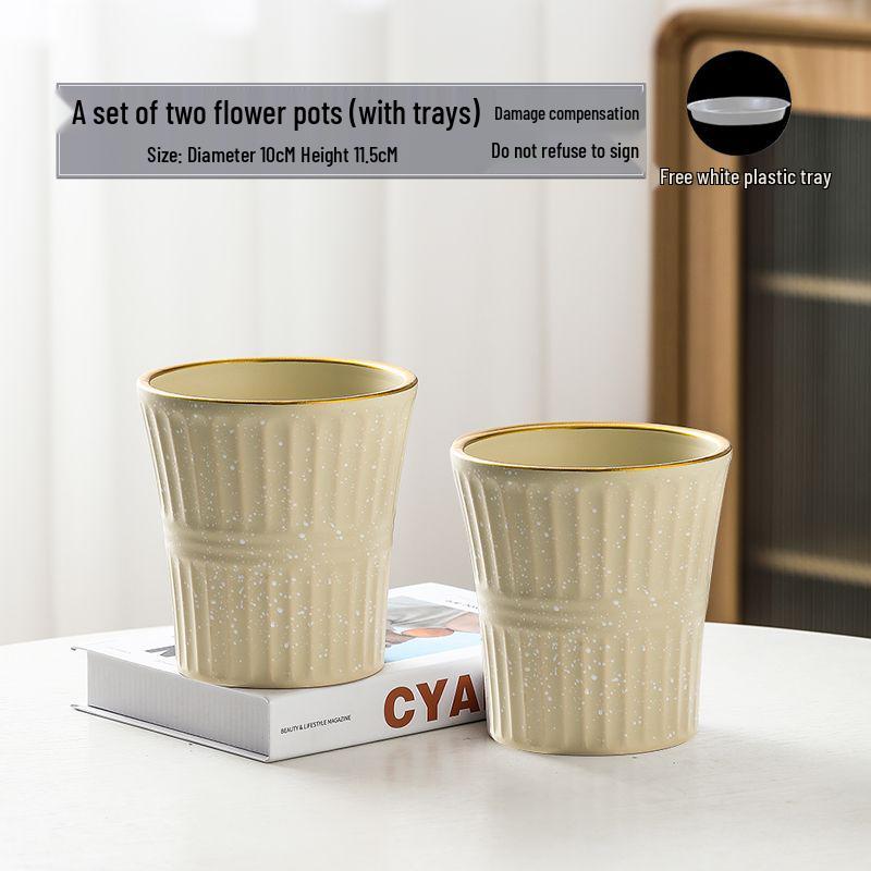 Nordic High-Leg Ceramic Orchid Pot: Durable, Artistic for Home or Balcony Use