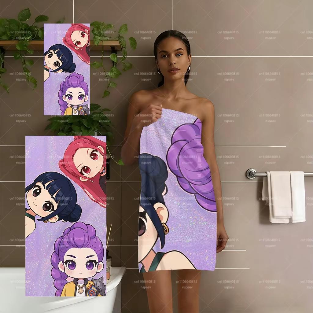 K-pop Anime Girl Beach Towel,Microfiber Soft Absorbent Quick Dry, Oversized for Beach Pool Travel, Cute Idol Print Bath Towel