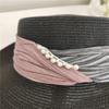 Celebrity temperament elegant pearl straw hat women's summer vacation pleated cloth flat top sunscreen visor