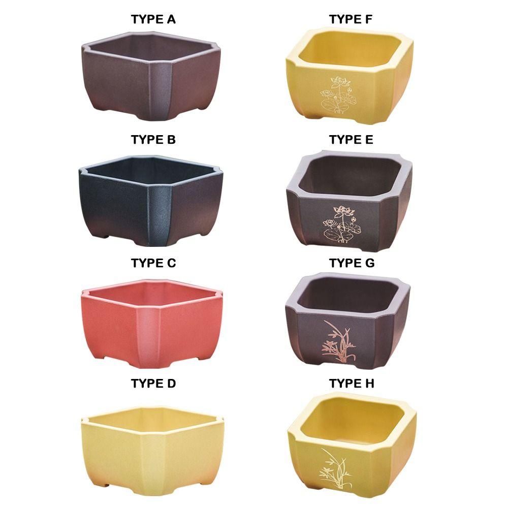 Durable Thick Flower Pot Imitation Purple Clay Bonsai Succulent Basin Creative Plant Bowl  Home