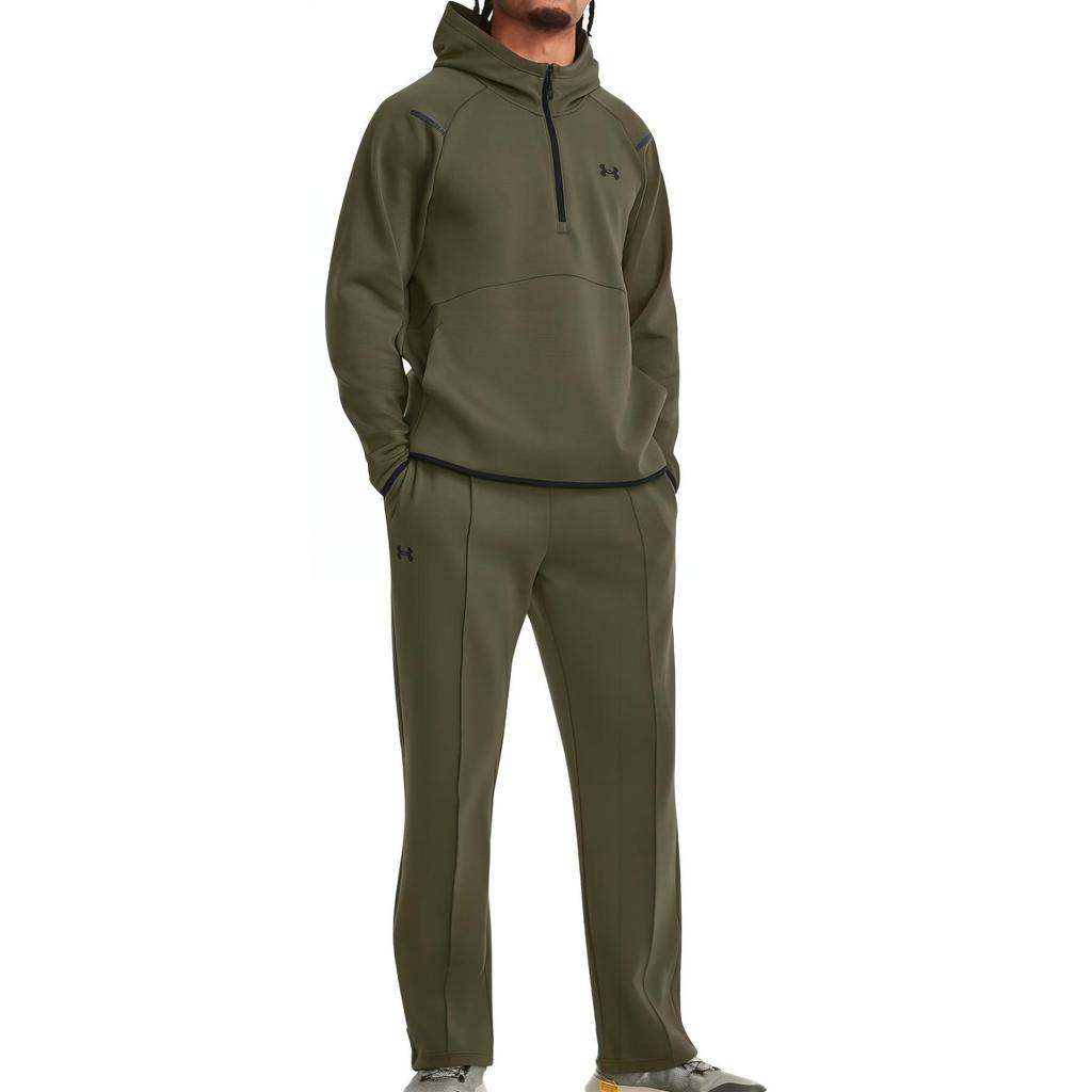 Under Armour Einfarbiger Hoodie mit Markenlogo-Print und halbem Reißverschluss für Herren, Grün 1379811-390