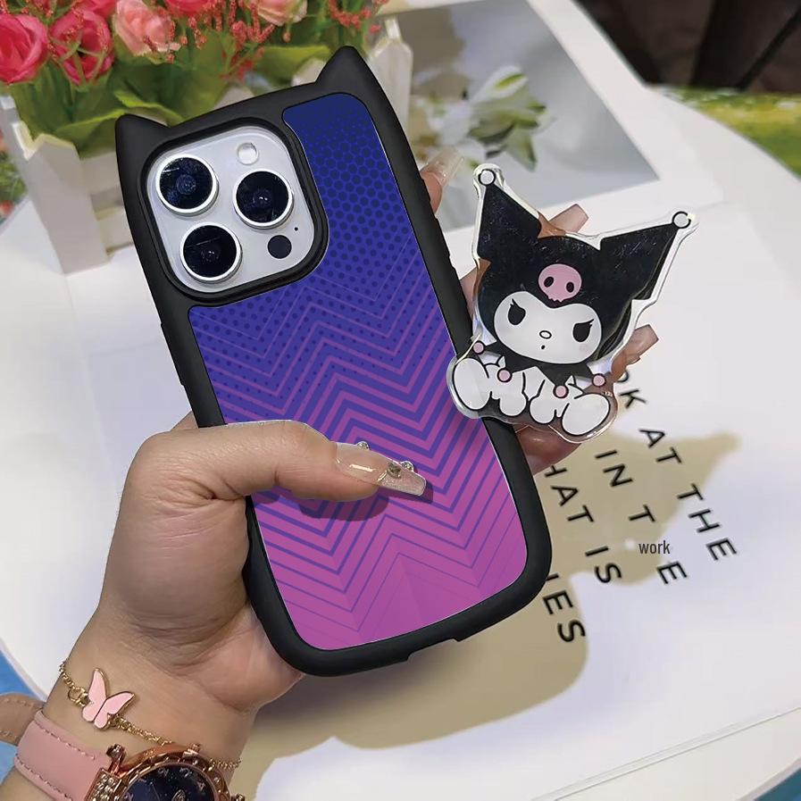 Sanrio Kuromi Stand Phone Case for Apple 14 - Black iPhone 14