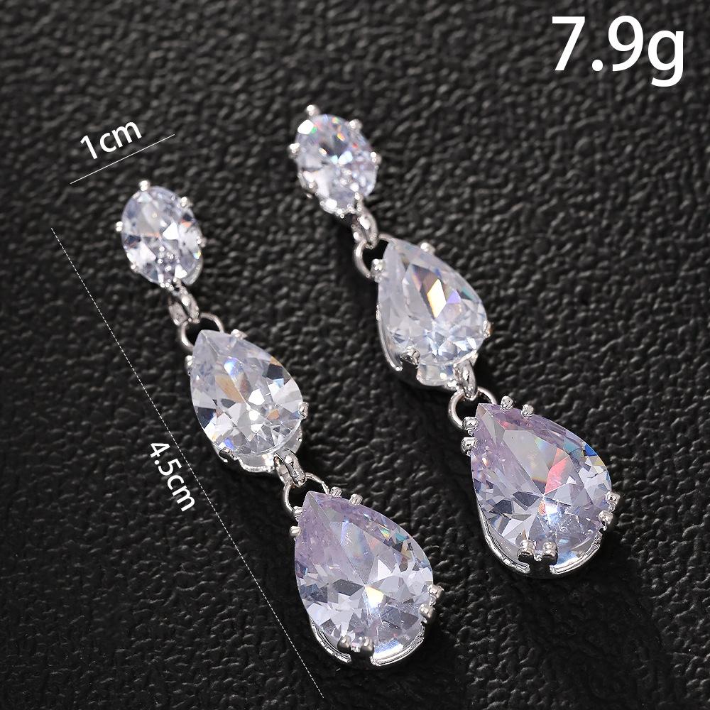 Dangle Drop Earrings for Women Wedding Bridal Rhinestone Long Cubic Zircon Chandelier Sparkly 14K Gold Plated Dainty Jewelry