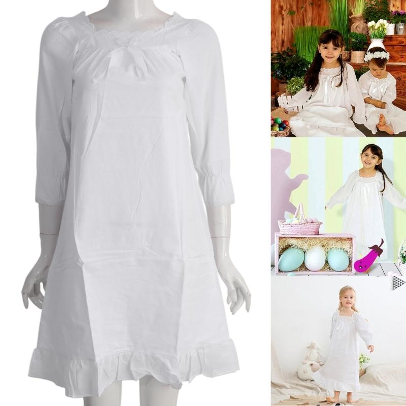 Girls Princess Sleep Dress Soft Cotton Mother Daughter Nighgown Ensuring Comfort Wear for Home or Pajama Parties