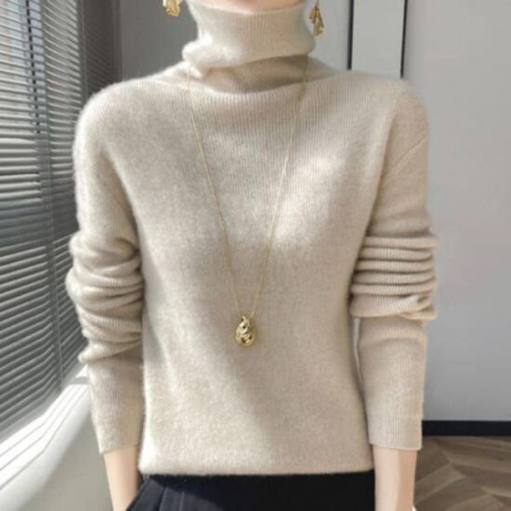 Navava SofT Simple Solid TurTleneck KniT Long Sleeve T shirT Nk1831