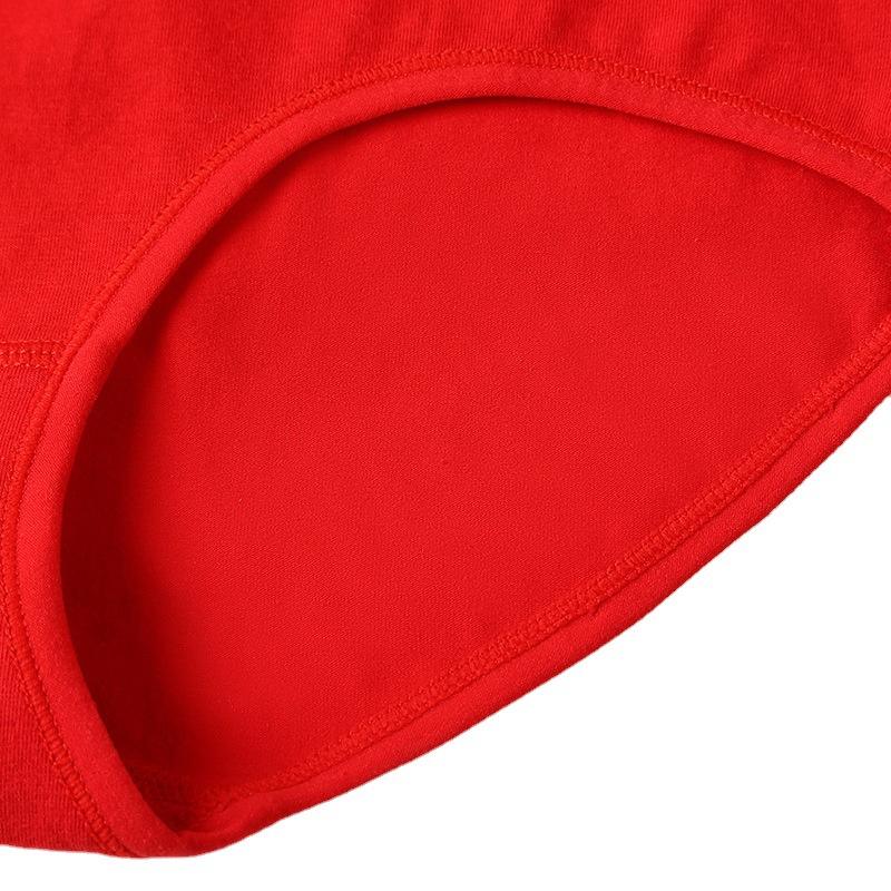 Boxed 4 Pcs of Red Breathable Underwear with Gold Stamping Printing High Waisted Underwear Simple and Fashionable Women's Briefs