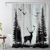 Rustic Floral Black Cat Shower Curtain with Hooks,Botanical Wildflower Butterfly Shower Curtain for Bathroom,Flower Plant Fabric