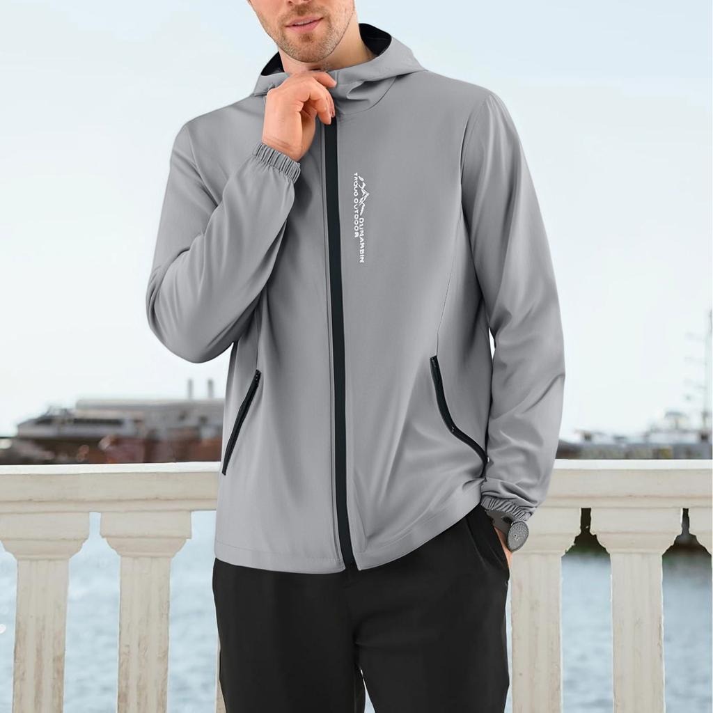Mens Casual Outdoor Solid Color Fashion Hardshell Winter Waterproof Jacket