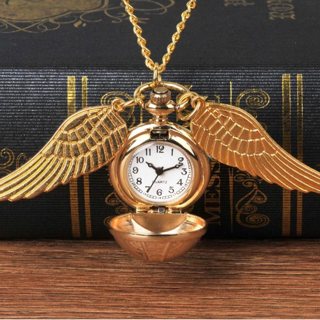 Goldene Lichtkugel Taschenuhr mit großen Flügeln