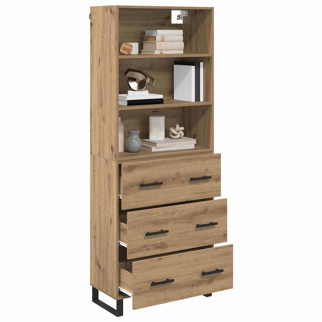 Highboard with Drawers Artisan Oak 27.4 x 13.4 x 70.9 in (69.5 x 34 x 180 cm)