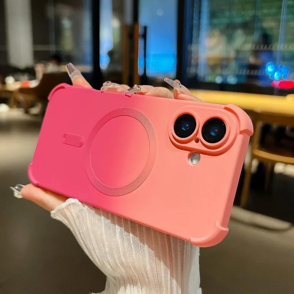 

Градиентный цветной ударопрочный чехол для телефона Magsafe Magnetic с защитой объектива камеры для iPhone 16 Pro Max 15 14 Plus 13 12 For IPhone 15 ProMax