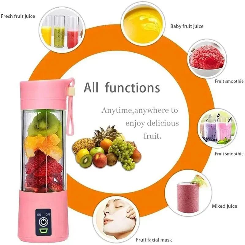 Food Residue Processor Smoothie Fruit Blender Lemon Squeezer USB Rechargeable Portable Kitchen Blenders Juicer Blending Cup Bar