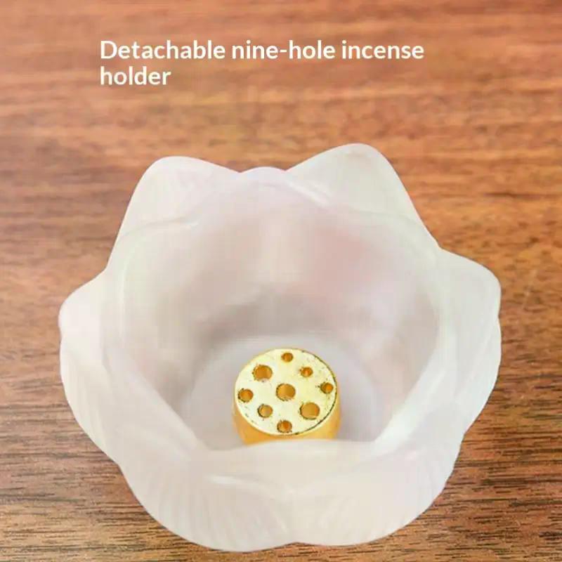 Creative Crystal Glass Lotus Incense Holder Home Decor Indoor Fragrance Stick Burner Smudging Ceremony Tea Ceremony Zen Ornament