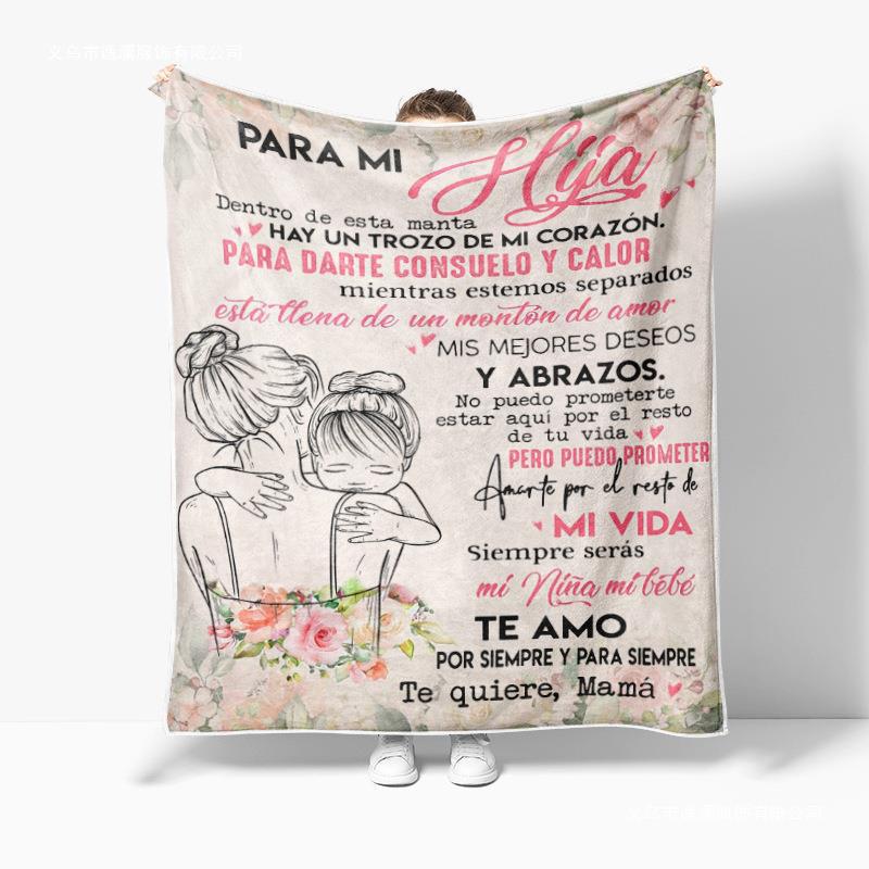 Letter Gifts Digitalprinted Polyester Bedroom Velvet Flannel Soft Sofa Cover Blanket Fleece Soft Sofa Cover Blankets for Beds