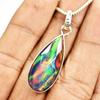 ZERTIFIZIERTER Natürlicher Opal 22 Karat Tropfen 925 Sterlingsilber Anhänger Schmuck