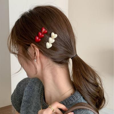Süße süße Liebe Herz Pony Seite Clip koreanische Mode schöne Frauen Mädchen Entenschnabel Clip Haarnadel einfache Metall Haar Stil Zubehör