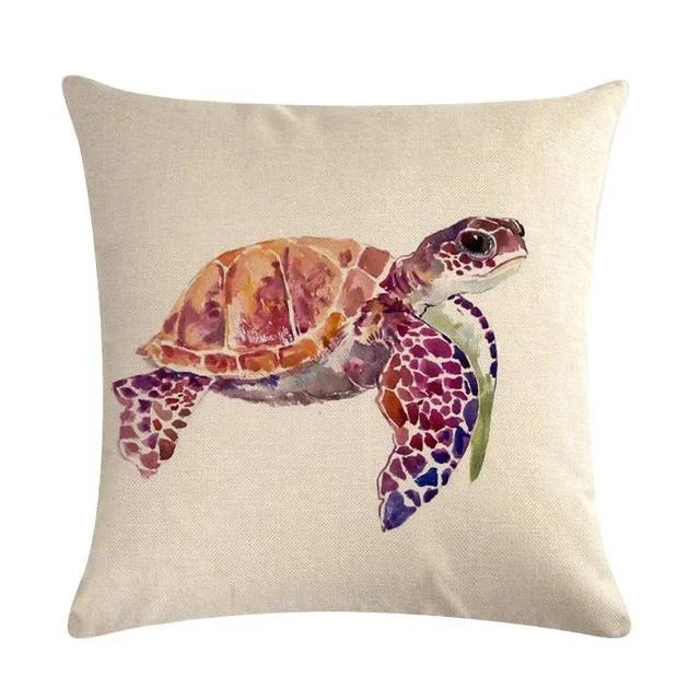 Ocean Breeze Turtle Pattern Double-sided Printed Pillow Cover Short Plush Suitable Living Rooms Bedrooms Throw Cushion Cover