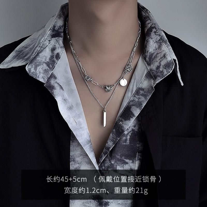 Neutral Style Niche Design Titanium Steel Zircon Pendant Necklace Male Versatile Couple Hip Hop Cuban Chain Collarbone Chain