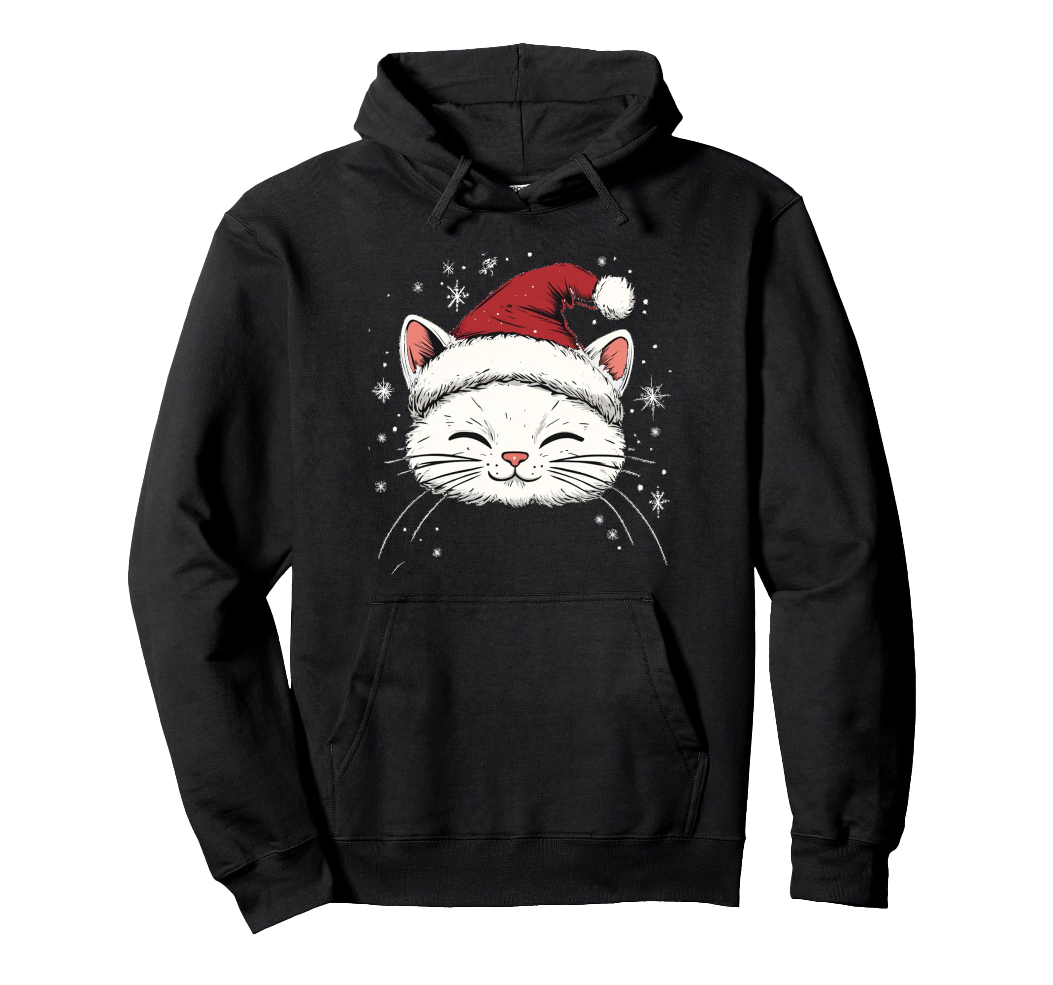 

Xmas Cat Santa Hat Women Girls Merry Christmas Hoodie чёрный