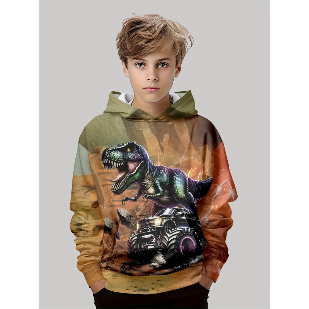 

Детская одежда Толстовки для мальчиков с длинным рукавом с принтом 3D-динозавров Детская одежда на весну и осень Повседневная стильная одежда для мальчиков на открытом воздухе Топы 120