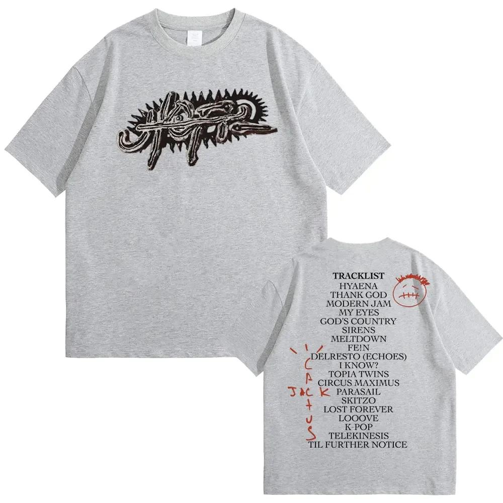 Maglietta da rapper Cactus Jack con grafica dell'album UTOPIA, maglietta hip hop da uomo in puro cotone, maglietta casual oversize da uomo, streetwear