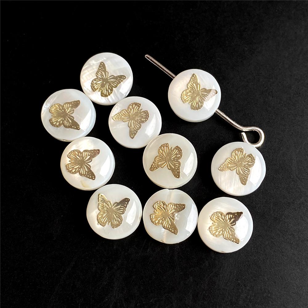 Shell Bronzing Moon Star Hearts Bead Charm Round White Freshwater Pearl of Shell Bead for Jewelry Making Diy Necklace Accessory