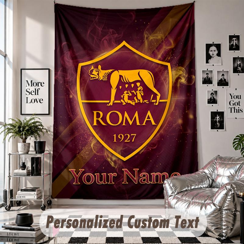 Custom Tapestry Wall Hanging, AS Roma Personalized Name Text Home Wall Decor