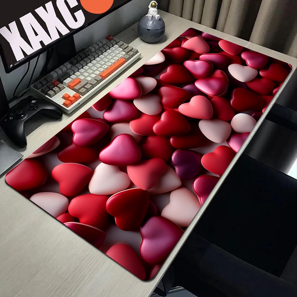 Kawaii Heart Mouse Pad Desk Mouse Pad Cute HD Desk Pad Extended Gaming Keyboard Mats Large XXL Gamer Mousepad 90x40