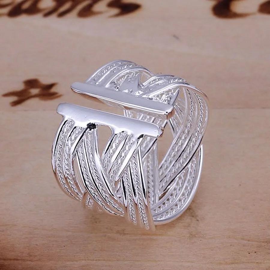 Jewelry 925 Sterling Silver Open Ring Engagement Wedding Bridal Fashion Adjust Size