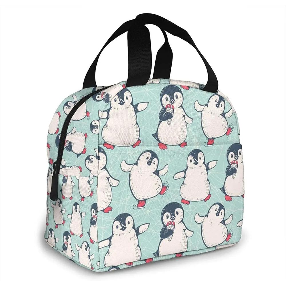 Penguins Insulated Lunch Box Reusable Cooler Tote Bag Waterproof Lunch Holder Lunch Bag Gift for Women Men Work Picnic Travel