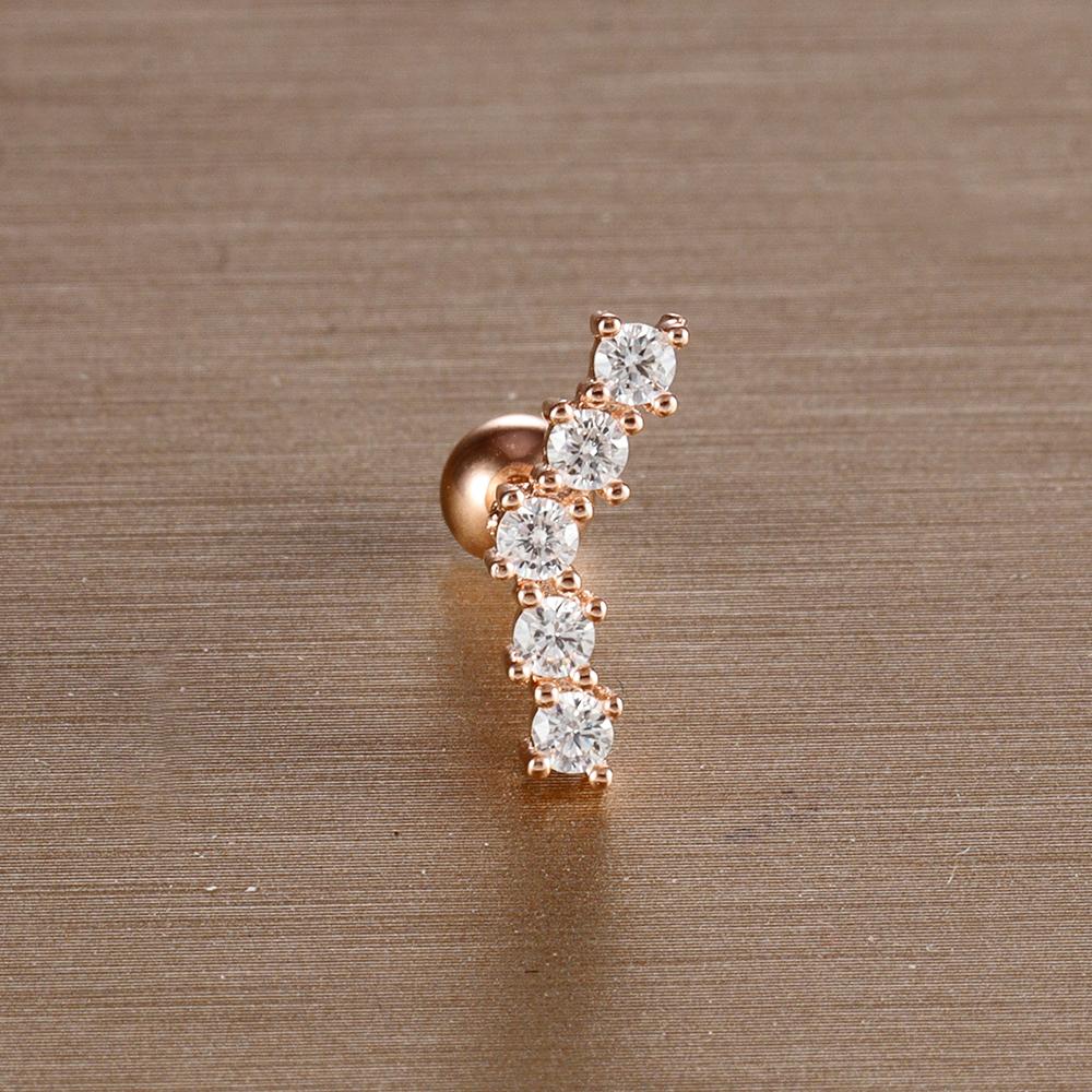 1PC 6 Styles Stainless Steel Mini Zircon Cartilage Piercing Stud Earring For Women Helix Tragus Piercing Women's Body Jewelry