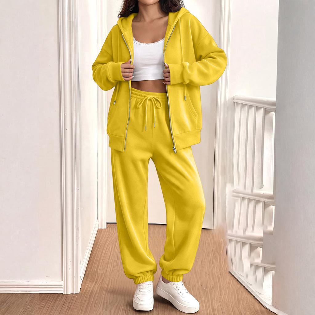 Women's Casual Sweatshirt Jacket and Jogger 2 Piece Set for Fall Winter Wear