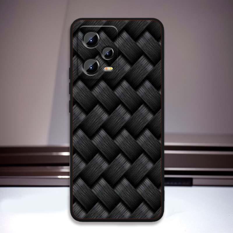 Black carved woven texture For Xiaomi Redmi Note 15 14 13 12 12S 11E 11 11S Pro Plus 4G 5G Black Soft TPU Phone Case