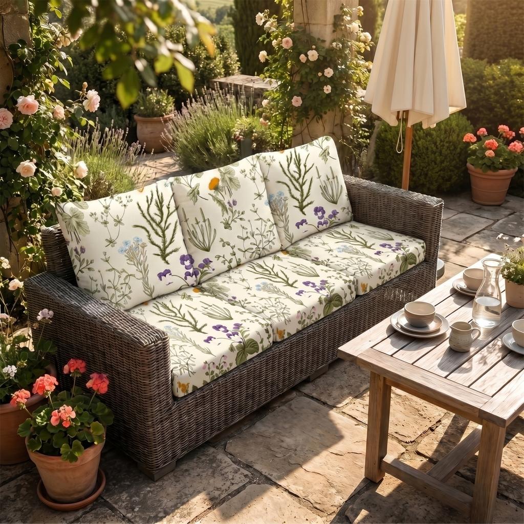 Outdoor Elastische Sofahülle Dehnbar Wasserdicht Terrassenmöbel-Schutzbezug für Garten-Sofa-Sitz mit bedrucktem Blattmuster