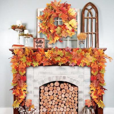 5.7FT Fall Maple Leaf Garland Artificial Autumn Foliage Garland Harvest Hanging Vine Garland Decoration with Sunflowers for Thanksgiving Fireplace