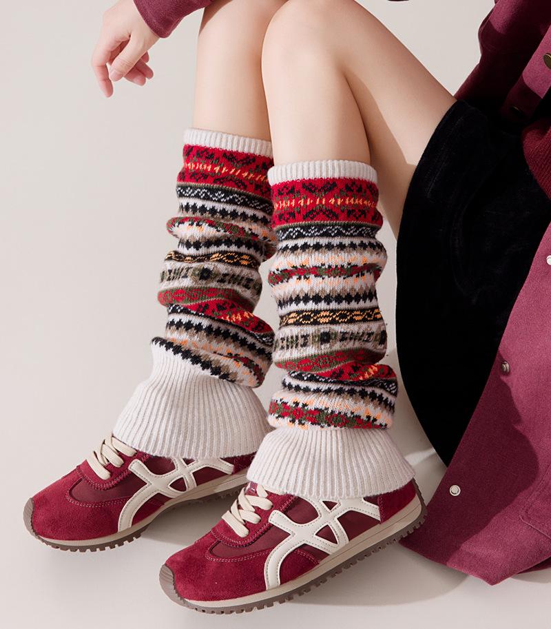 Fluorescencyjne Kamuflażowe Czeskie Wełniane Podkolanówki dla Kobiet