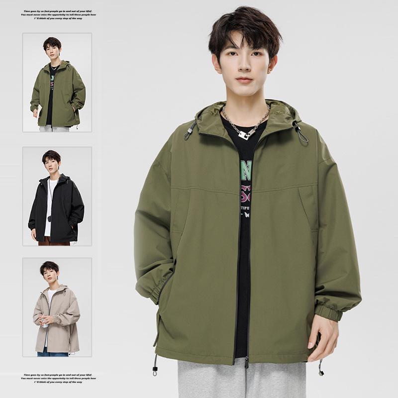 Spring and Autumn New Men's Korean Pure Color Light Plate Hooded Jacket Assault Clothes Fashionable Couples All-matching Outer