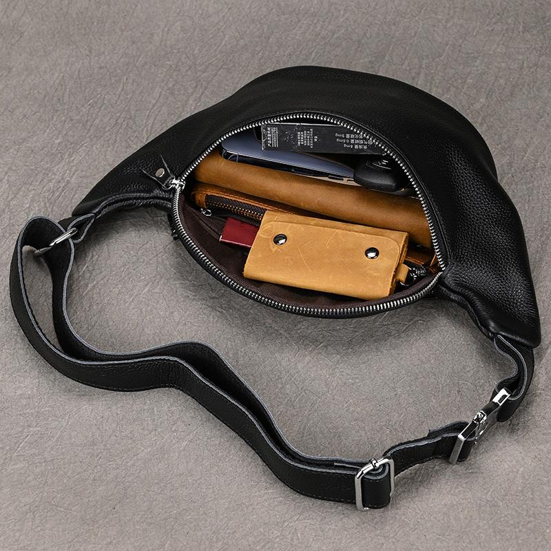 Big Waist Bag Mens Leather Belt Pounch Anti-theft Waist Pack Fanny Pack Bum Bag Belt Waist Pouch Chest Bag For Male Leather Bag