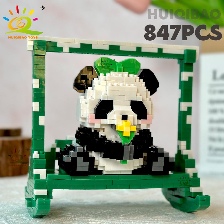 Non-Toxic Diy Cute Panda Shape Micro Model Building Blocks Set City Creativity Zoo Animal Mini Bricks Toys For Children Kid Gift