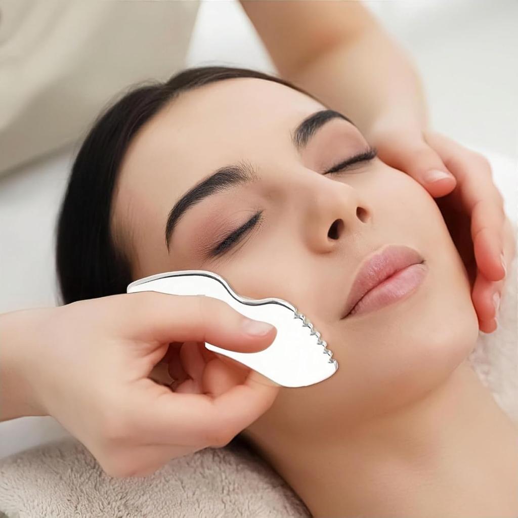 Stainless Gua Sha Tools Steel Scraping Massage Tool Facial Massage Tools for Relaxing Soft Tissue, Reduce Head, Neck, Back Pain