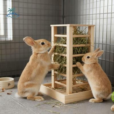 Practical Wooden Rabbit Hay Manger Detachable Self-Feeding Hay Feeder Durable Ferret Food Manger Rabbit Hutch