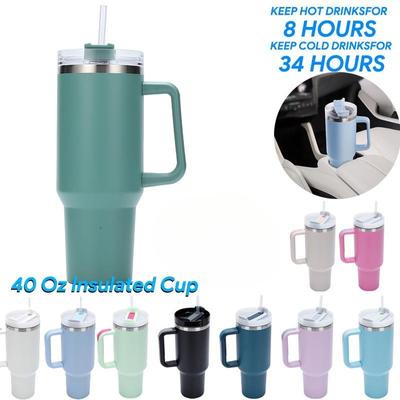 40oz Tumbler with Handle and Straw Lid Insulated Reusable Stainless Steel Water Bottle Iced Coffee Cup Travel Mug for Hot and Cold Beverages