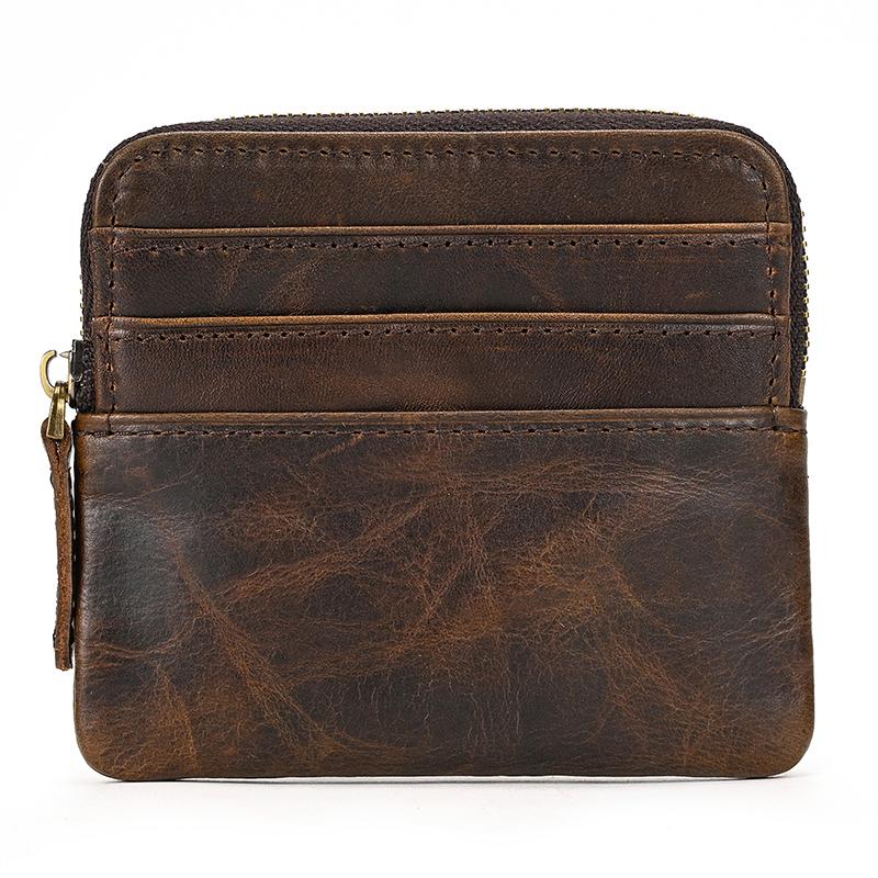 Mini Coin Purse Wallet Genuine Leather Men Woman Card Holder Zipper Small Purse For Coins Cards Cash Little Wallet Male Female