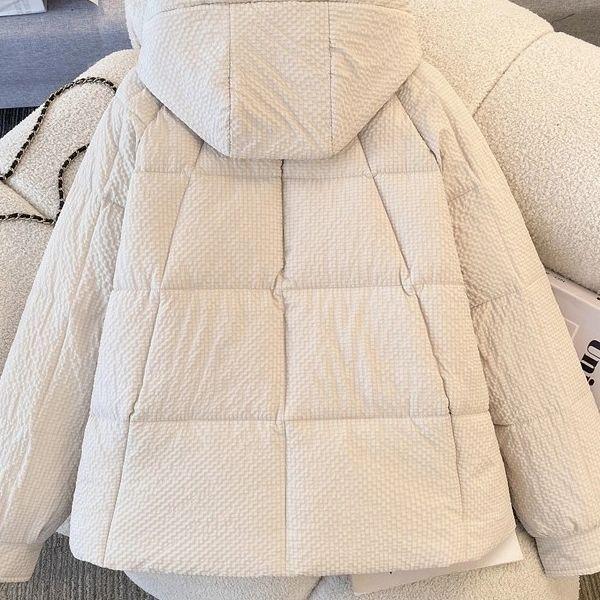 

Женское короткое свободное хлопковое пальто с капюшоном, зимняя теплая куртка в корейском стиле XXL белый