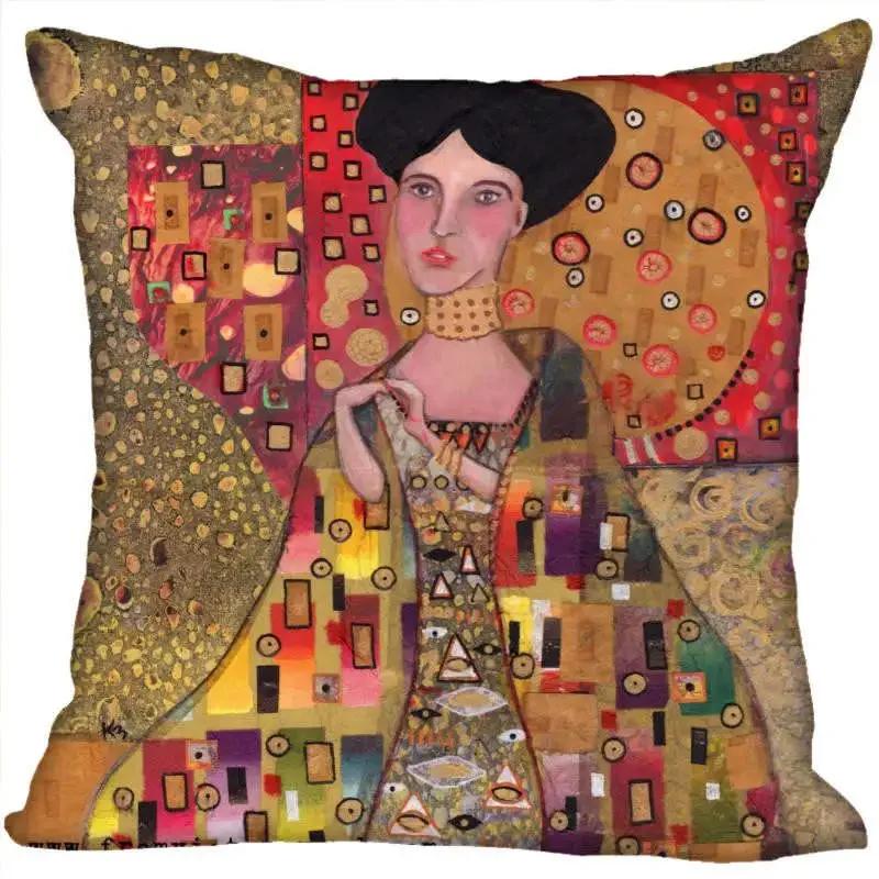 Benutzerdefinierte Kunstmuster Kissenbezüge Gustav Klimt Quadratischer Kissenbezug Weihnachten Reißverschluss-Kissenbezug 45*45cm(Eine Seite)