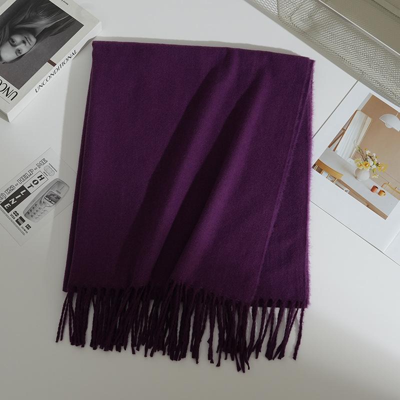 Autumn and Winter New Imitation Cashmere Scarf Female Korean Version Versatile Solid Color Shawl Dual-purpose Thickened Warm Couple Fringed Scarf