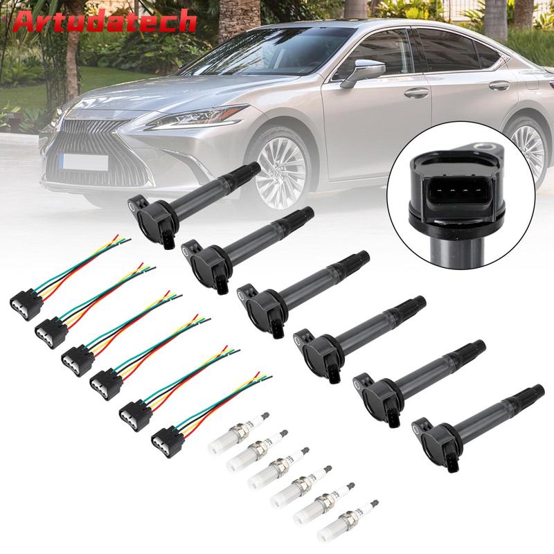 Artudatech 6 Ignition Coils+Connectors+Spark Plug UF487 90919-02251 For Toyota Sienna 3.5L