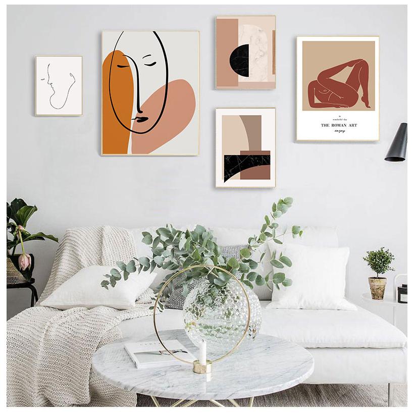 Abstract Scandinavia Marble Canvas Paintings Nordic Posters Prints Wall